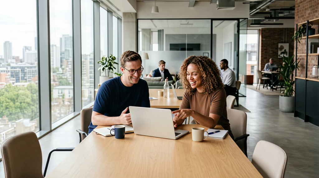 two individuals meeting to discuss financial planning