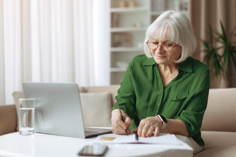 a corporate executive reviewing their business financial plan