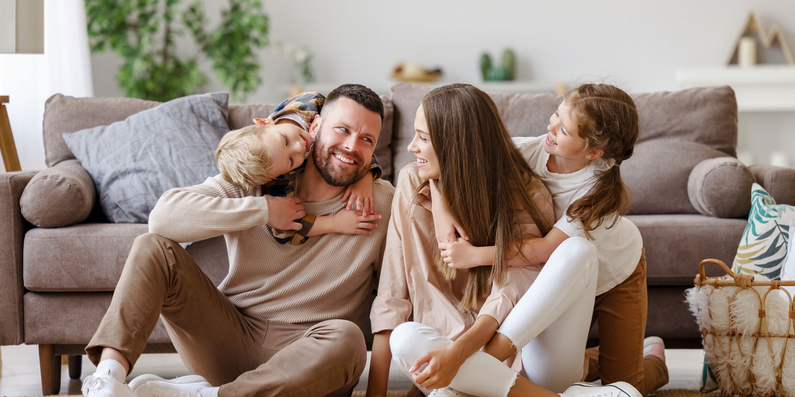 a family having fun together in their living room
