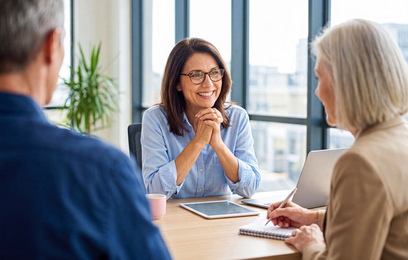 a financial advisor working with a couple to plan for retirement