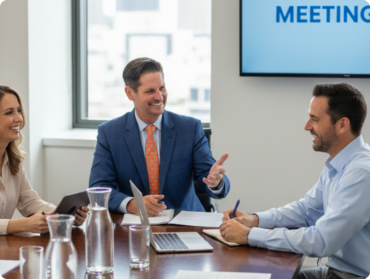Finance professionals discussing their plans with a client