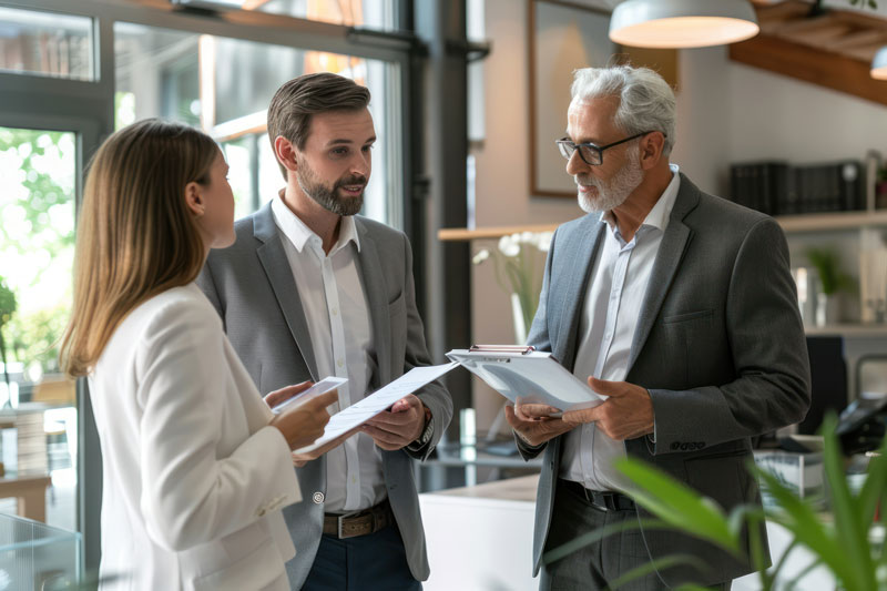 business professionals discussing their retirement plans with a professional