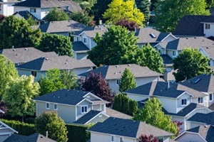 elevated view of a residential subdivision in the Okanagan Valley West Kelowna British Columbia Canada